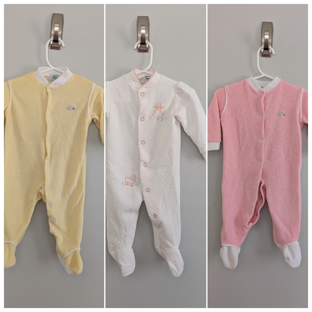 Vintage Izod x Lacoste Baby Girl Footed Pajama Set 12 - 18 Months Terrycloth